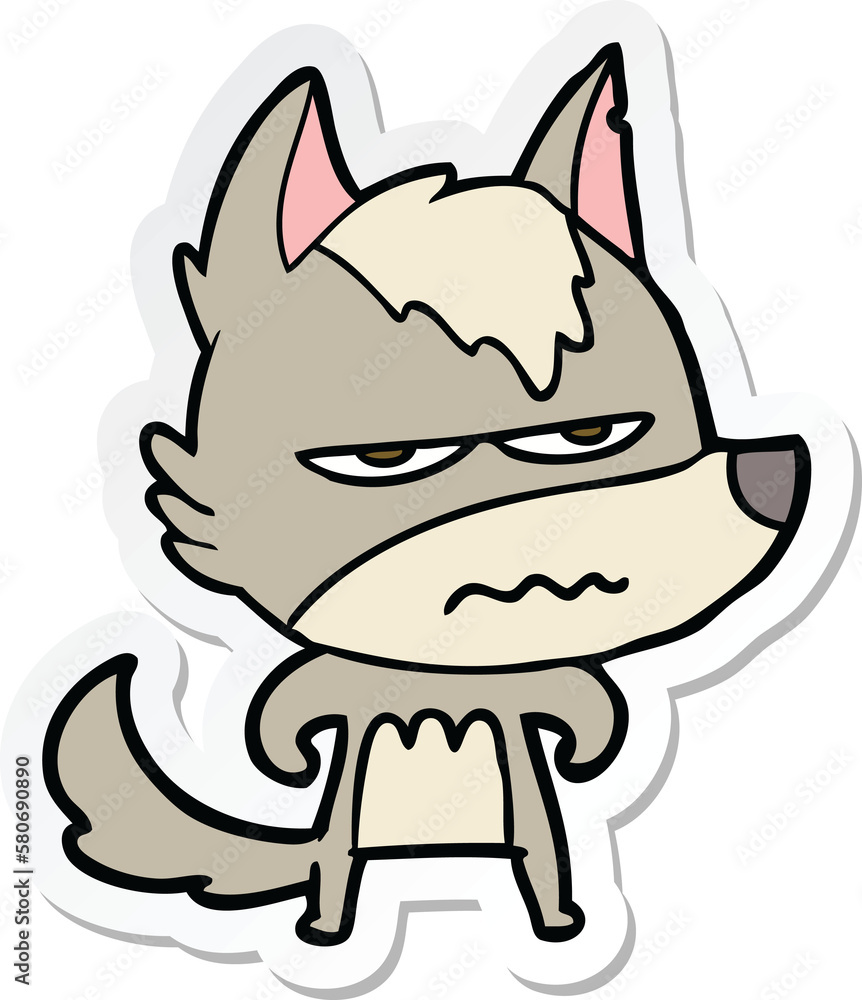 sticker of a cartoon annoyed wolf sticker of a cartoon annoyed wolf