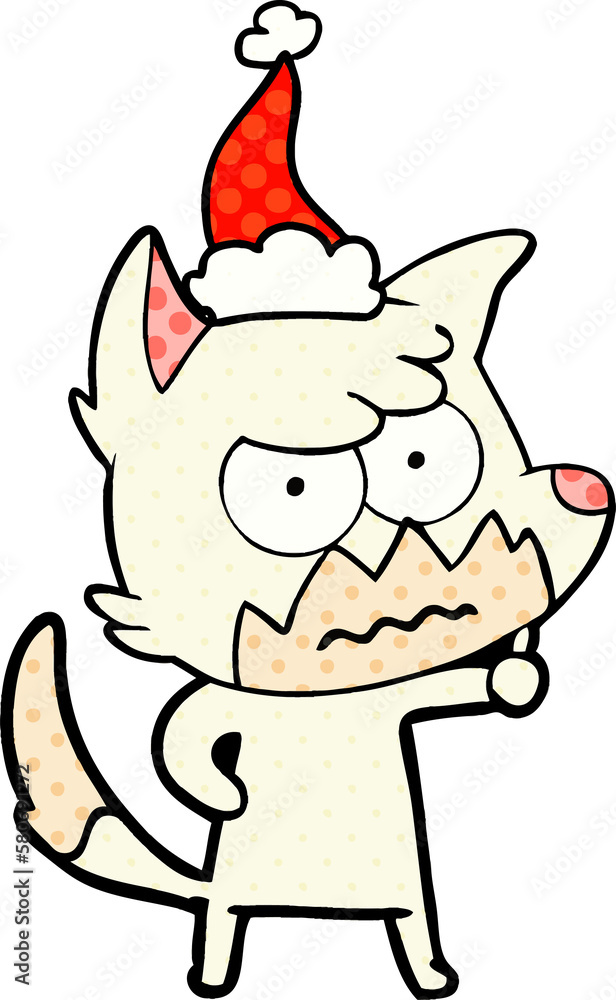 comic book style illustration of a annoyed fox wearing santa hat comic book style illustration of a annoyed fox wearing santa hat