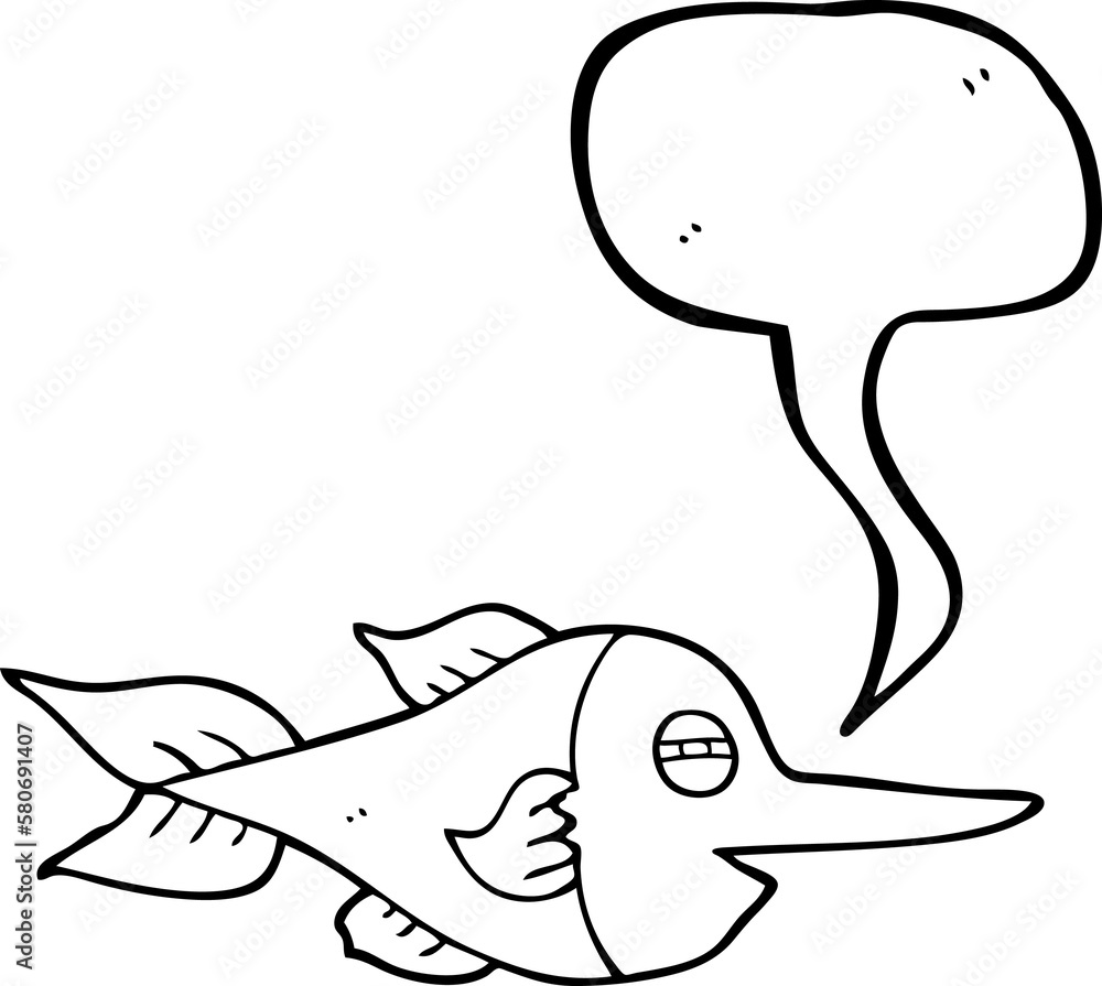 Naklejka premium speech bubble cartoon swordfish