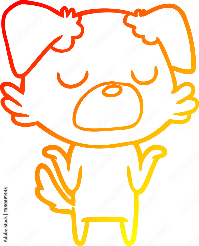 warm gradient line drawing cartoon dog shrugging shoulders warm gradient line drawing cartoon dog shrugging shoulders