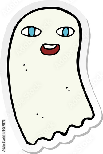 sticker of a funny cartoon ghost