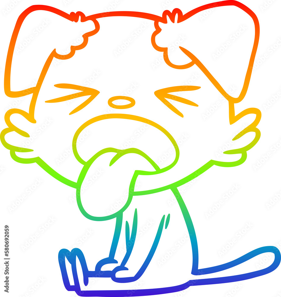 rainbow gradient line drawing cartoon sitting dog rainbow gradient line drawing cartoon sitting dog