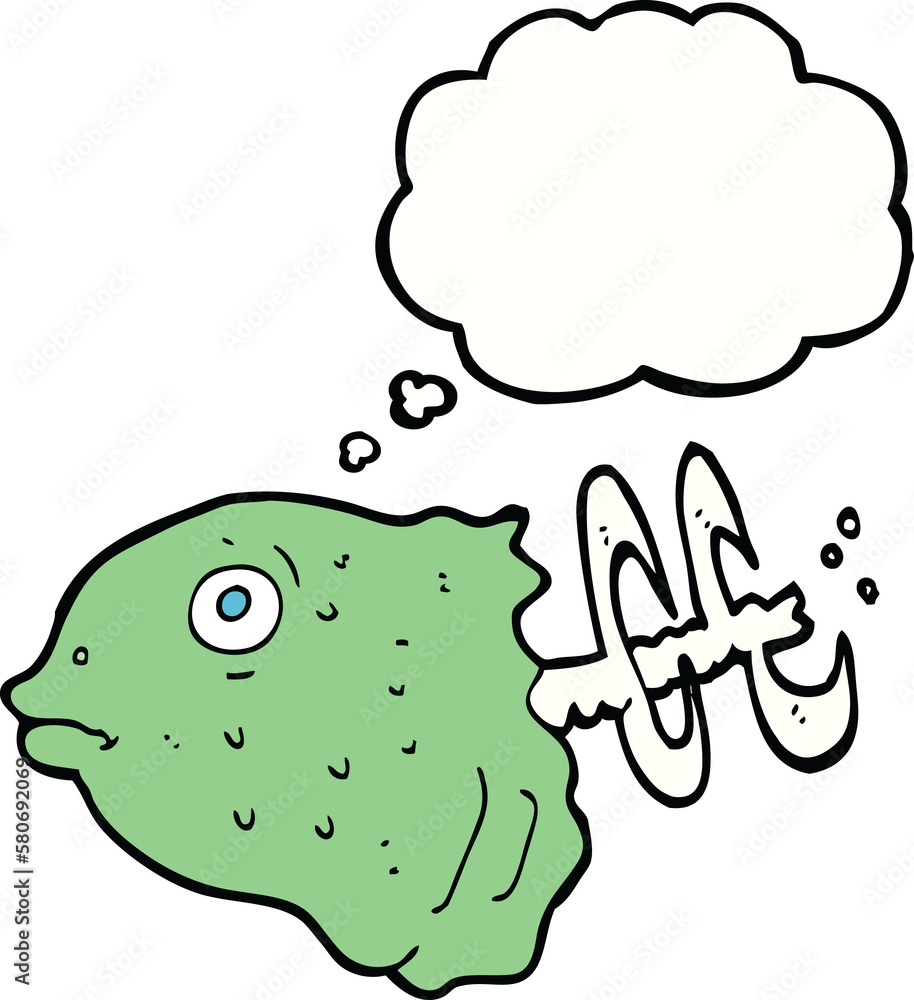 cartoon fish head with thought bubble cartoon fish head with thought bubble