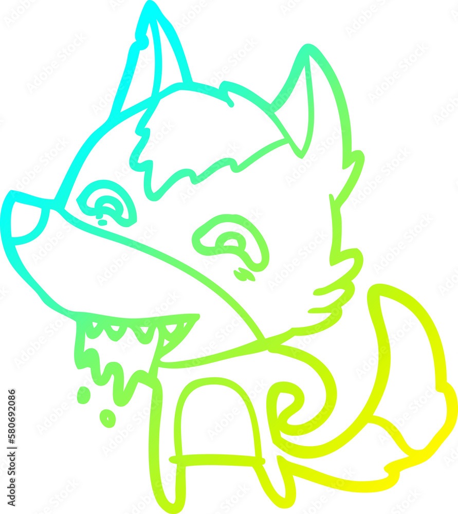 cold gradient line drawing cartoon hungry wolf cold gradient line drawing cartoon hungry wolf