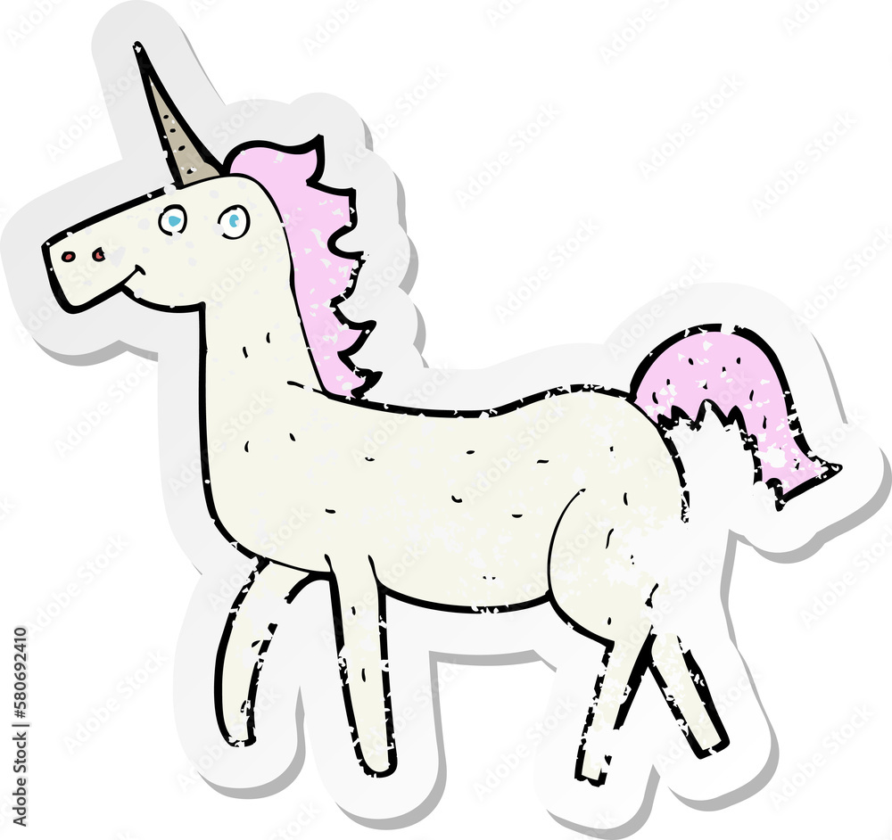 Fototapeta premium retro distressed sticker of a cartoon unicorn