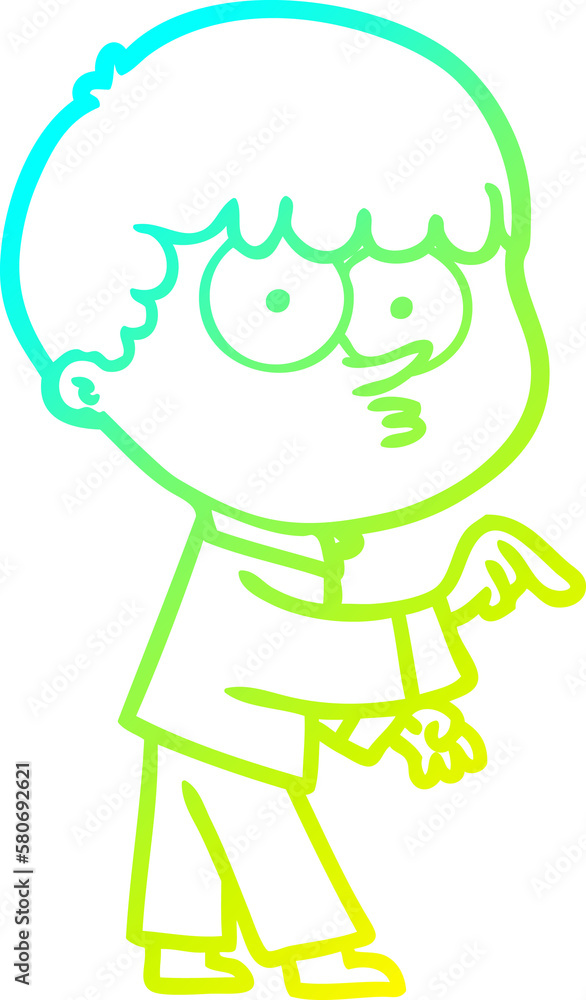 cold gradient line drawing cartoon curious boy