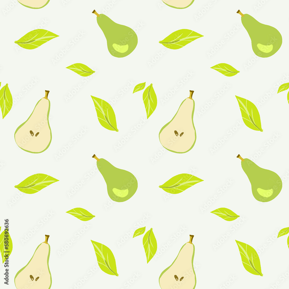 Pear summer fruit seamless pattern. Pear summer fruit seamless pattern.