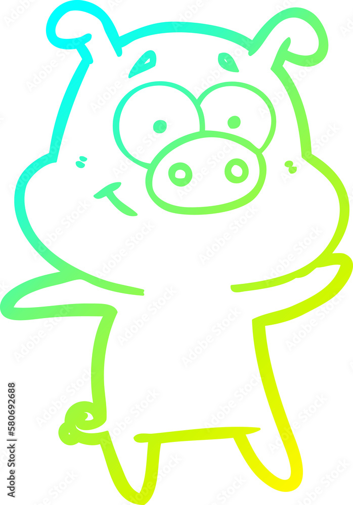 cold gradient line drawing happy cartoon pig cold gradient line drawing happy cartoon pig