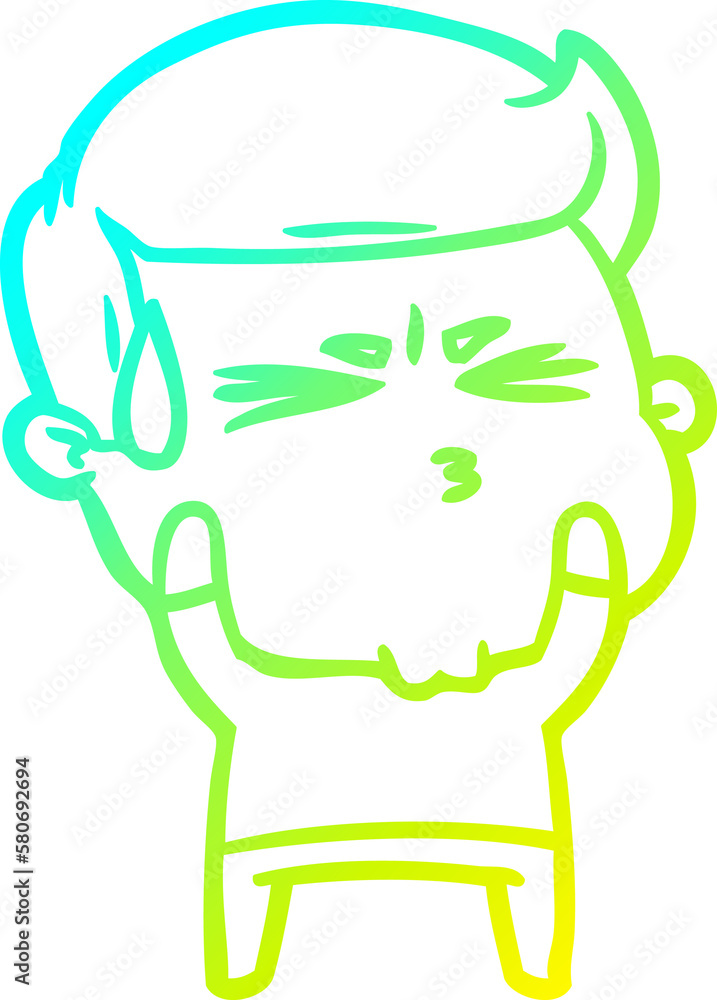 cold gradient line drawing cartoon frustrated man cold gradient line drawing cartoon frustrated man