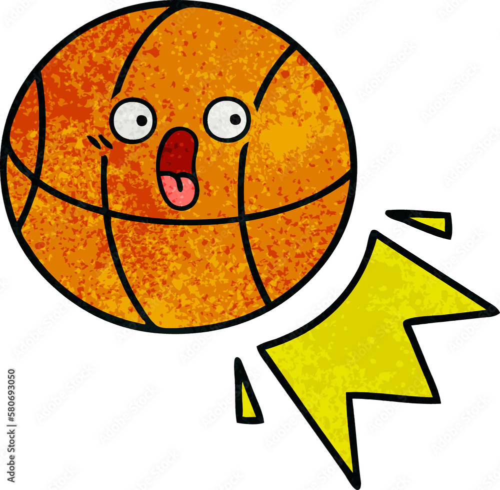 retro grunge texture cartoon basketball retro grunge texture cartoon basketball