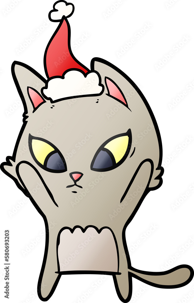 confused gradient cartoon of a cat wearing santa hat confused gradient cartoon of a cat wearing santa hat