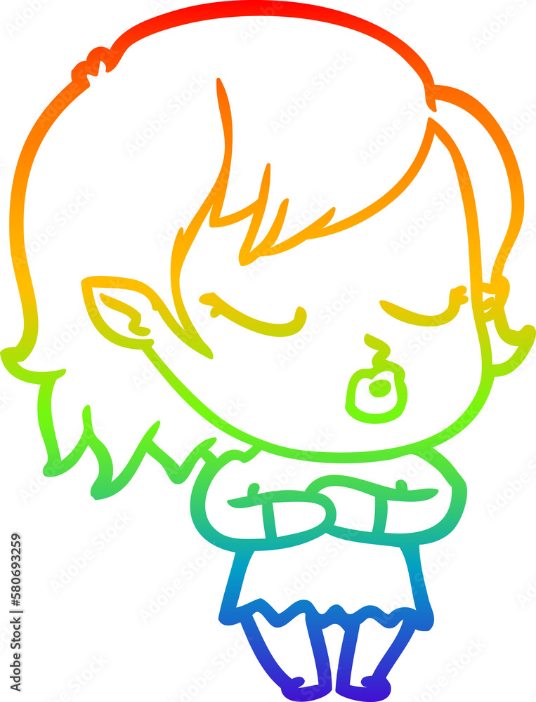 rainbow gradient line drawing cute cartoon vampire girl rainbow gradient line drawing cute cartoon vampire girl