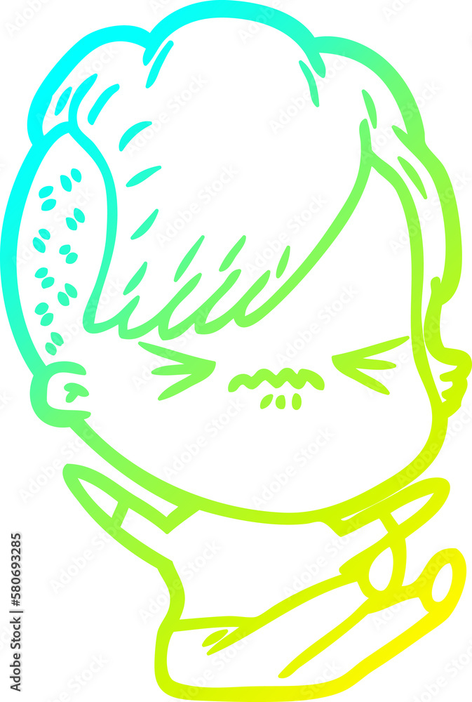 cold gradient line drawing cartoon annoyed hipster girl cold gradient line drawing cartoon annoyed hipster girl