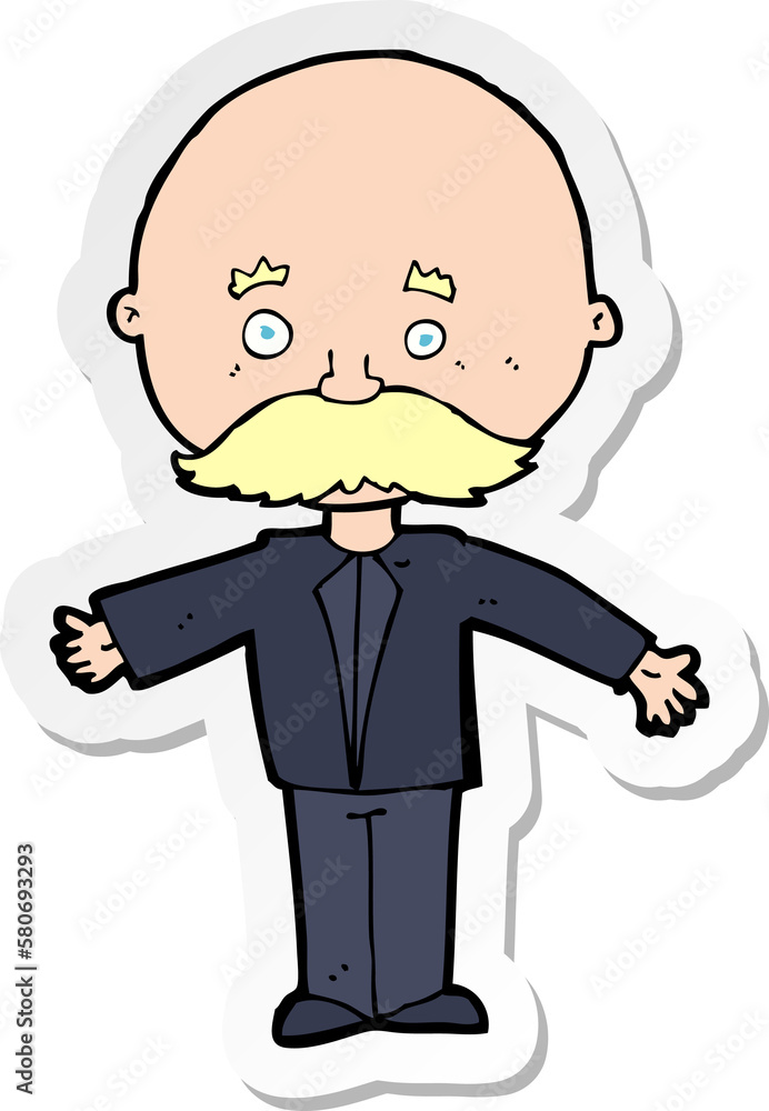 sticker of a cartoon man with mustache
