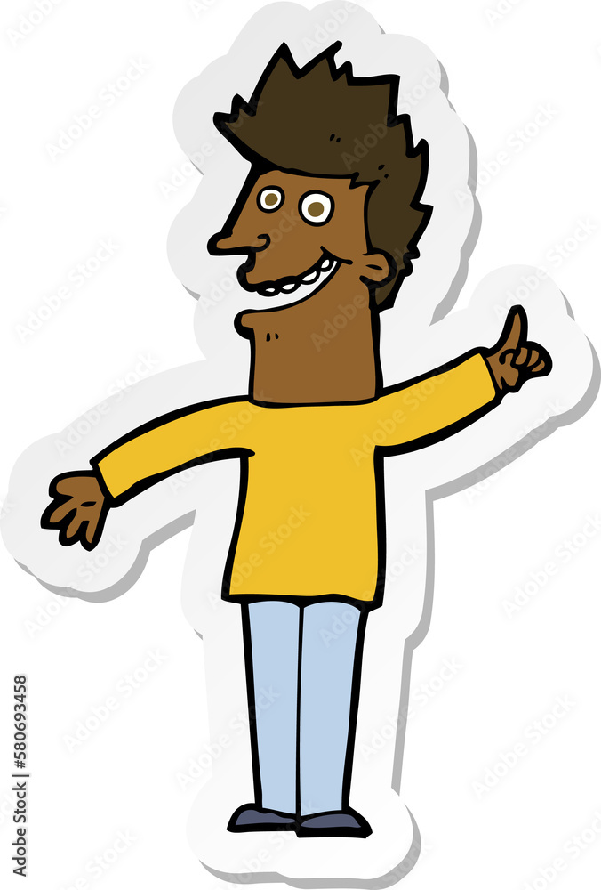 sticker of a cartoon happy man sticker of a cartoon happy man