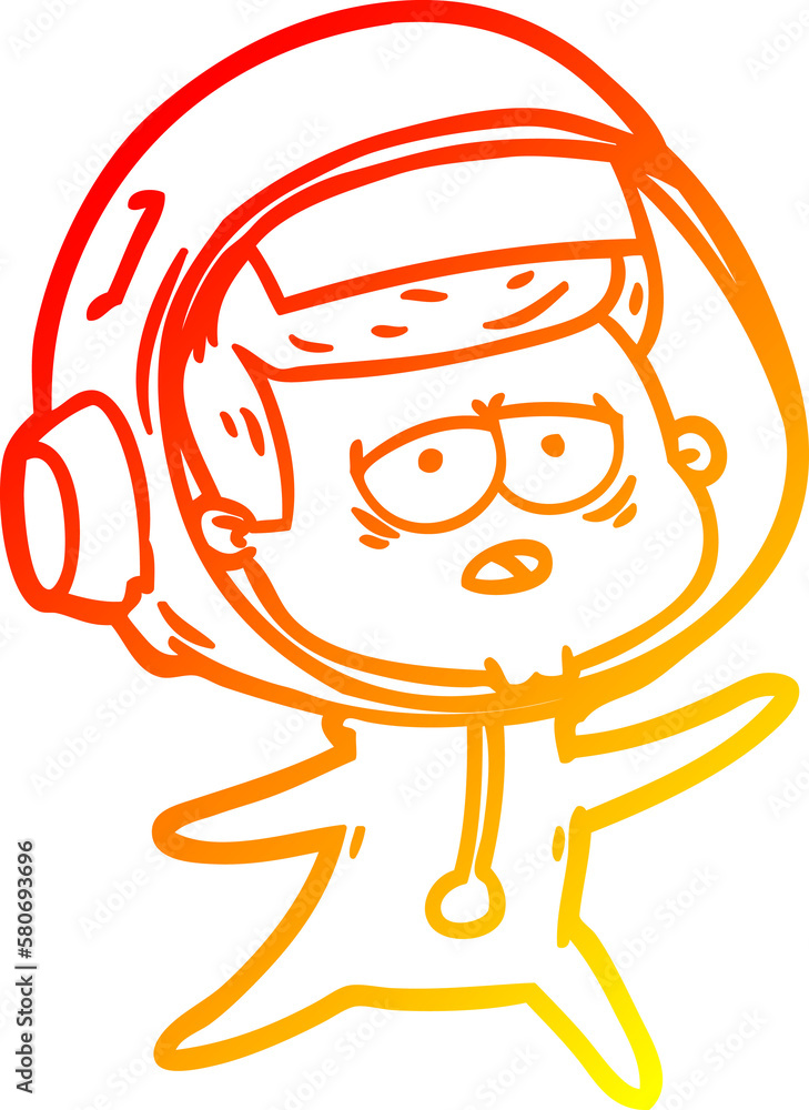warm gradient line drawing cartoon tired astronaut warm gradient line drawing cartoon tired astronaut