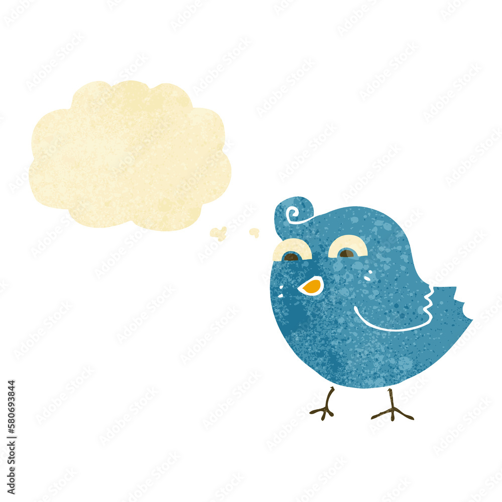 cartoon funny bird with thought bubble cartoon funny bird with thought bubble