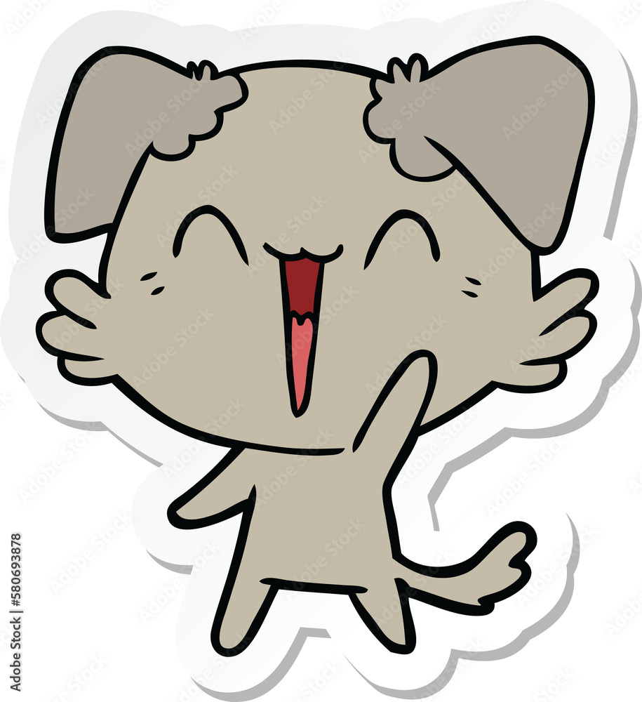 sticker of a happy little dog cartoon sticker of a happy little dog cartoon