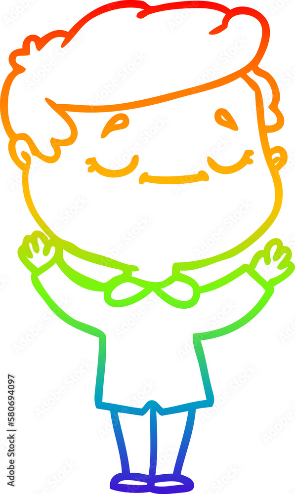 rainbow gradient line drawing cartoon peaceful man rainbow gradient line drawing cartoon peaceful man