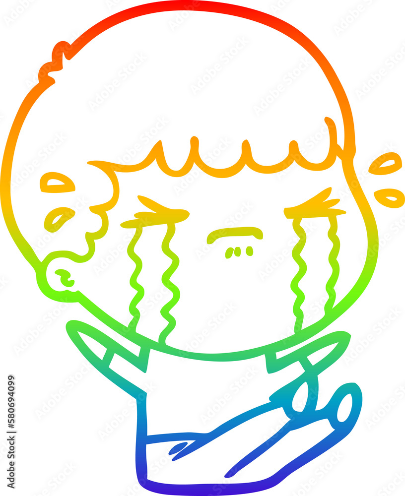 rainbow gradient line drawing cartoon man crying rainbow gradient line drawing cartoon man crying