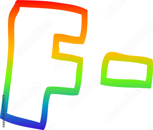 rainbow gradient line drawing cartoon letter grades