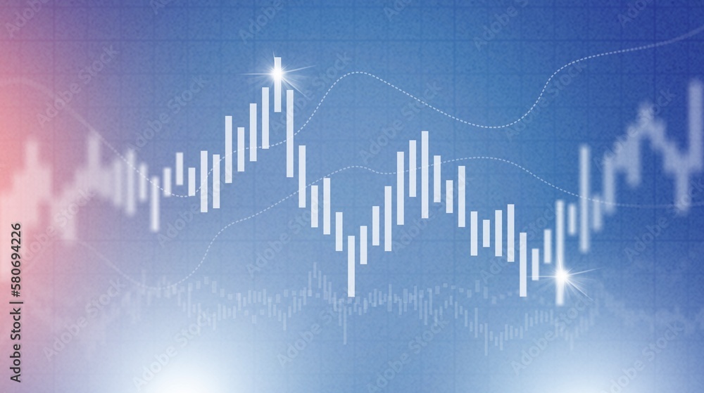 Abstract growing graphs on gradient blue background. Abstract growing graphs on gradient blue background.