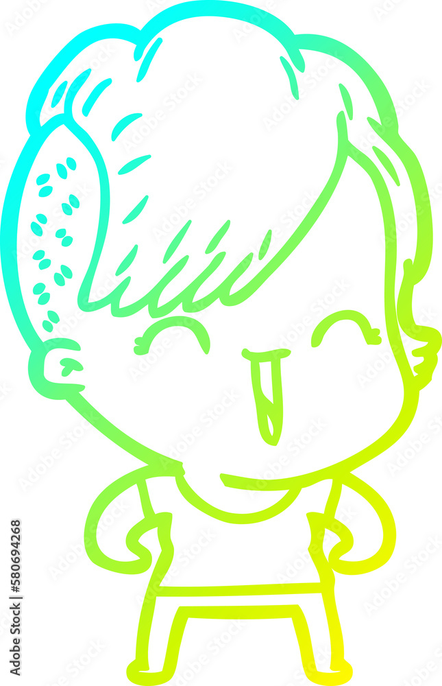 cold gradient line drawing cartoon happy hipster girl cold gradient line drawing cartoon happy hipster girl