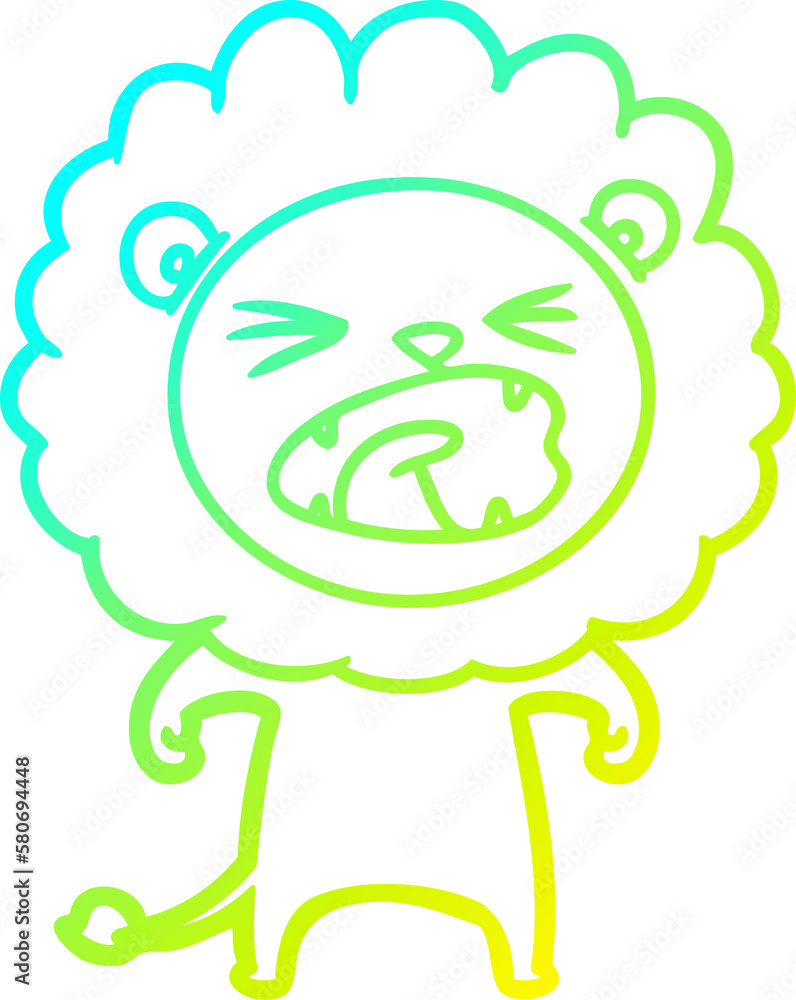 cold gradient line drawing cartoon angry lion cold gradient line drawing cartoon angry lion