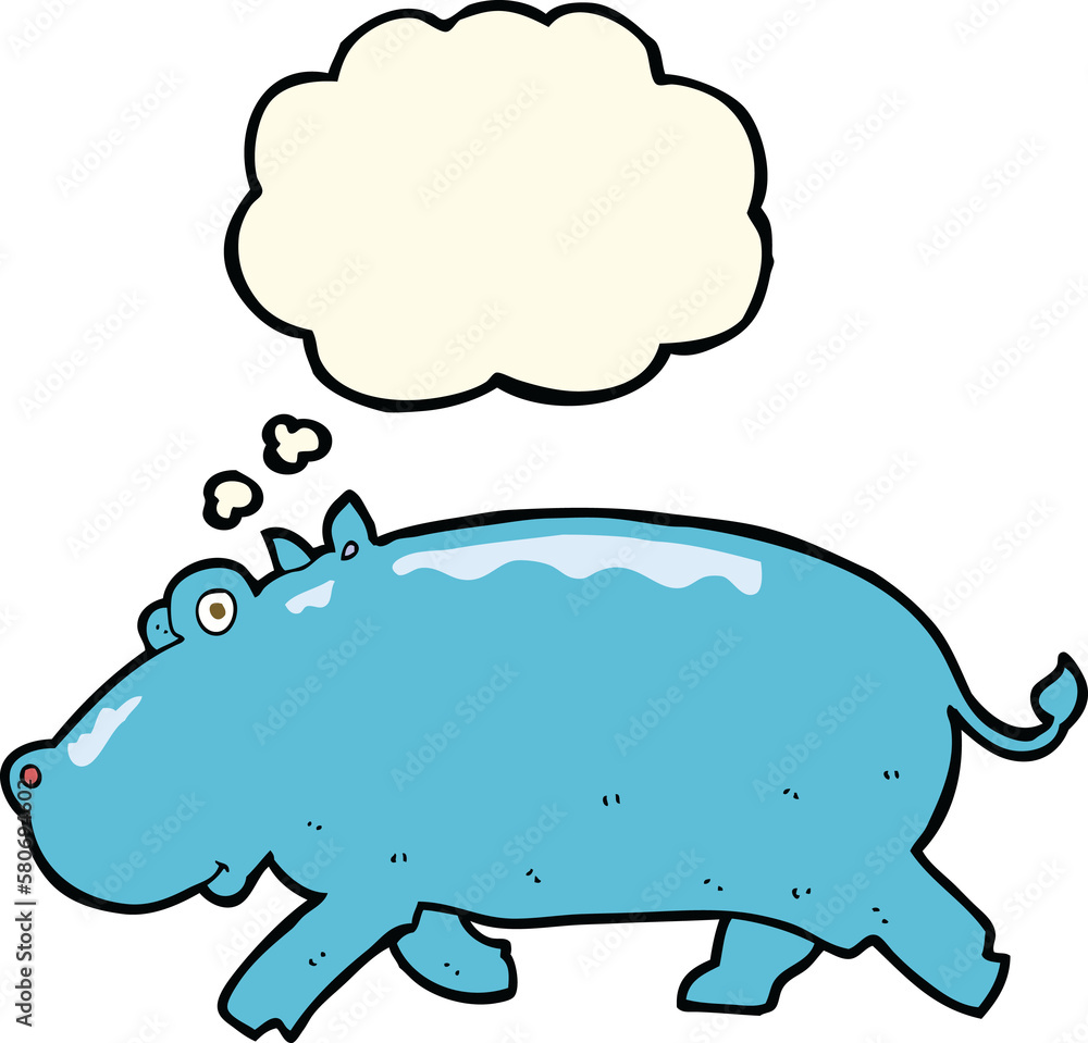 cartoon hippopotamus with thought bubble cartoon hippopotamus with thought bubble