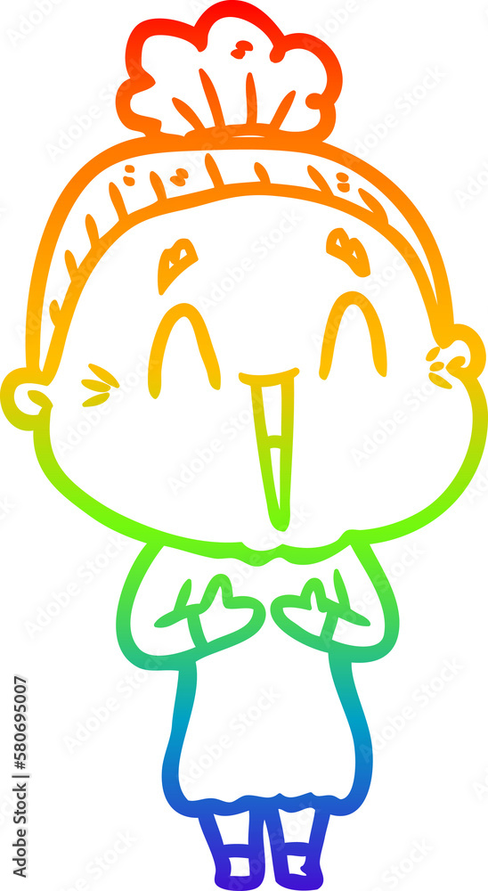 rainbow gradient line drawing cartoon happy old lady rainbow gradient line drawing cartoon happy old lady