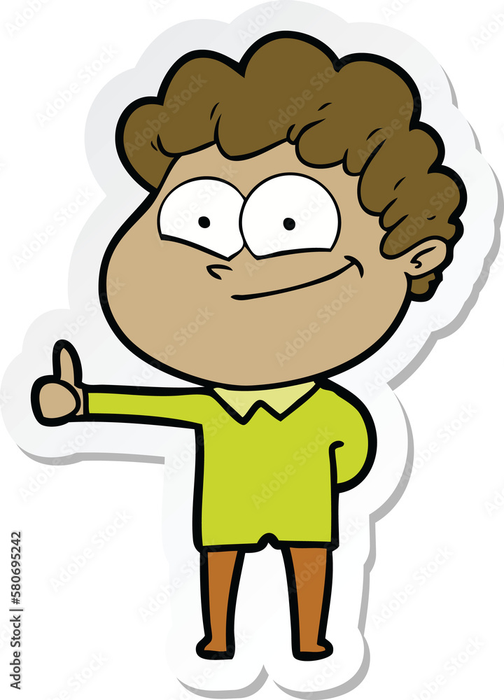 sticker of a cartoon happy man sticker of a cartoon happy man