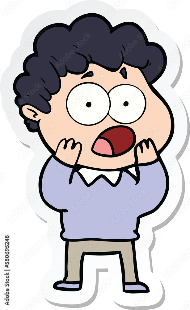 sticker of a cartoon man gasping in surprise sticker of a cartoon man gasping in surprise