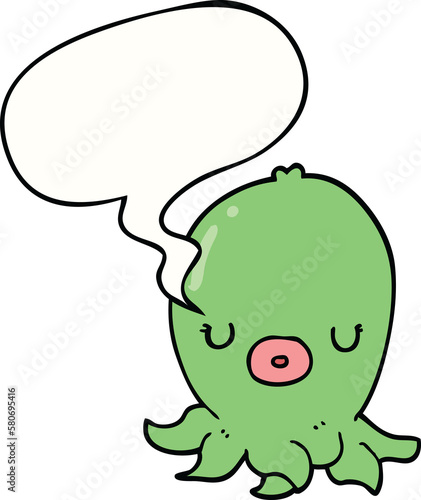 cartoon octopus and speech bubble
