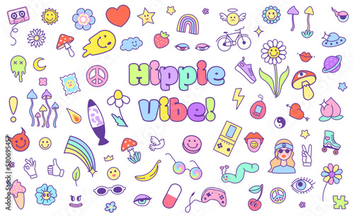 Stickers set for planner, hippie vibe