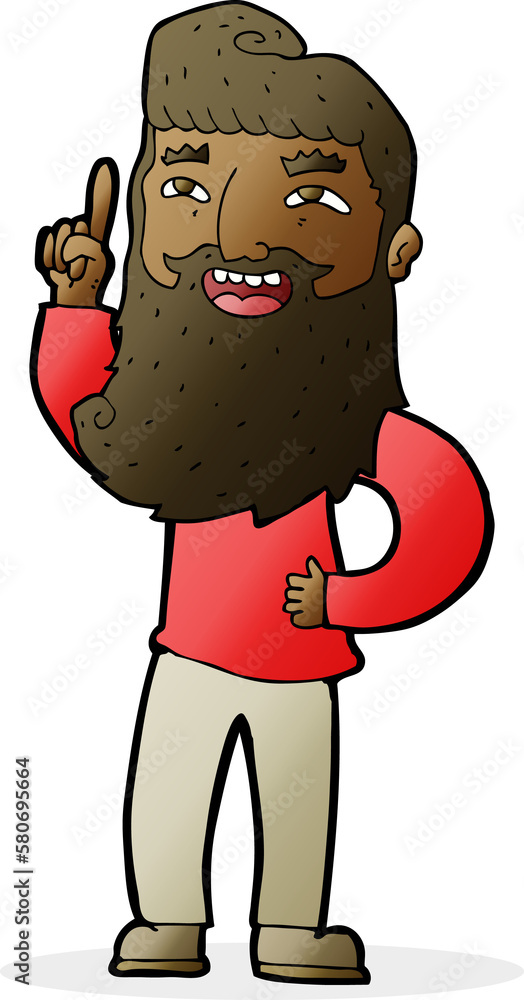 cartoon happy bearded man with idea cartoon happy bearded man with idea