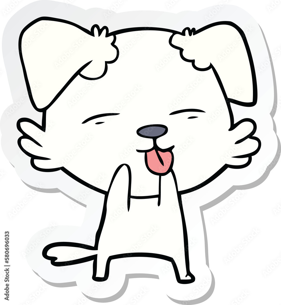 sticker of a cartoon dog sticking out tongue sticker of a cartoon dog sticking out tongue
