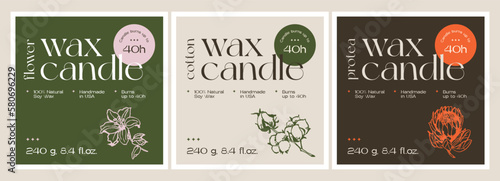 Abstract botanical vector cosmetics printable label design template for branding packaging design