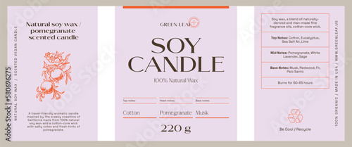 Abstract botanical vector cosmetics printable label design template for branding packaging design