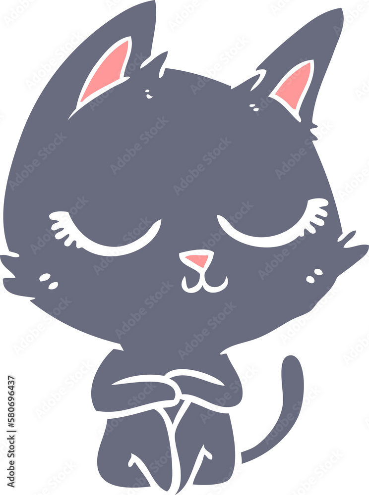 Fototapeta premium calm flat color style cartoon cat
