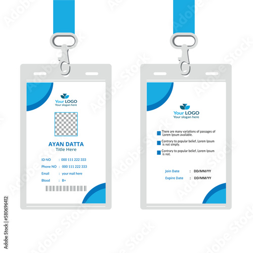 Simple and Clean ID Card Design Template. Professional corporate id card template, id card design with realistic mockup Free Vector.