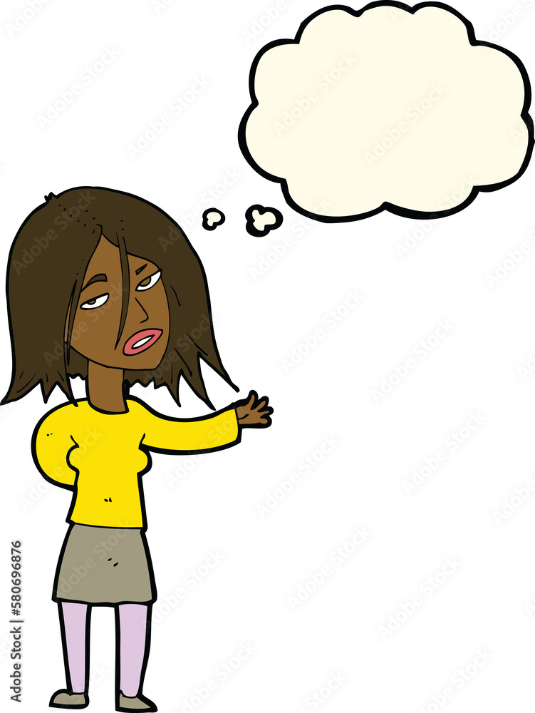 cartoon unhappy woman with thought bubble cartoon unhappy woman with thought bubble