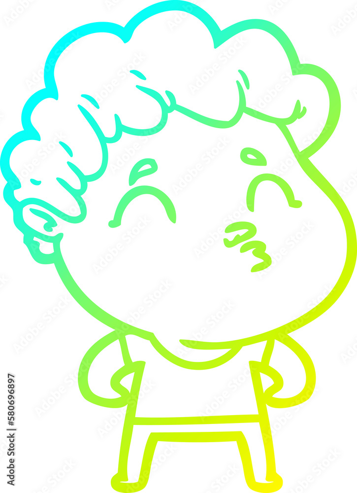 cold gradient line drawing cartoon man pouting cold gradient line drawing cartoon man pouting