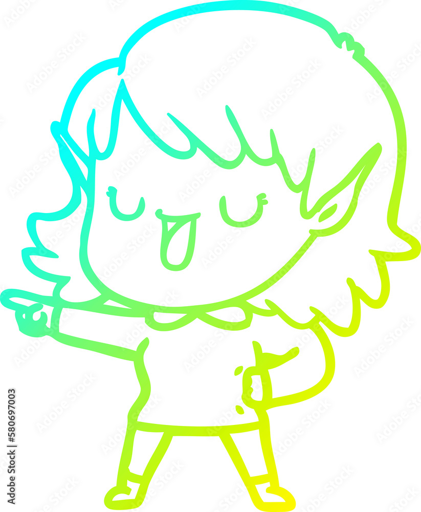 cold gradient line drawing cartoon elf girl cold gradient line drawing cartoon elf girl