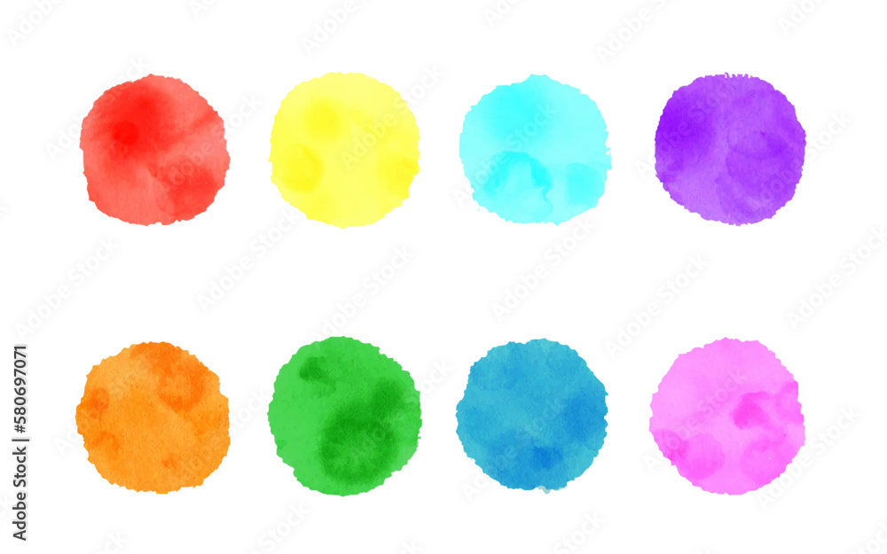 Rounds of bright colors made with watercolor