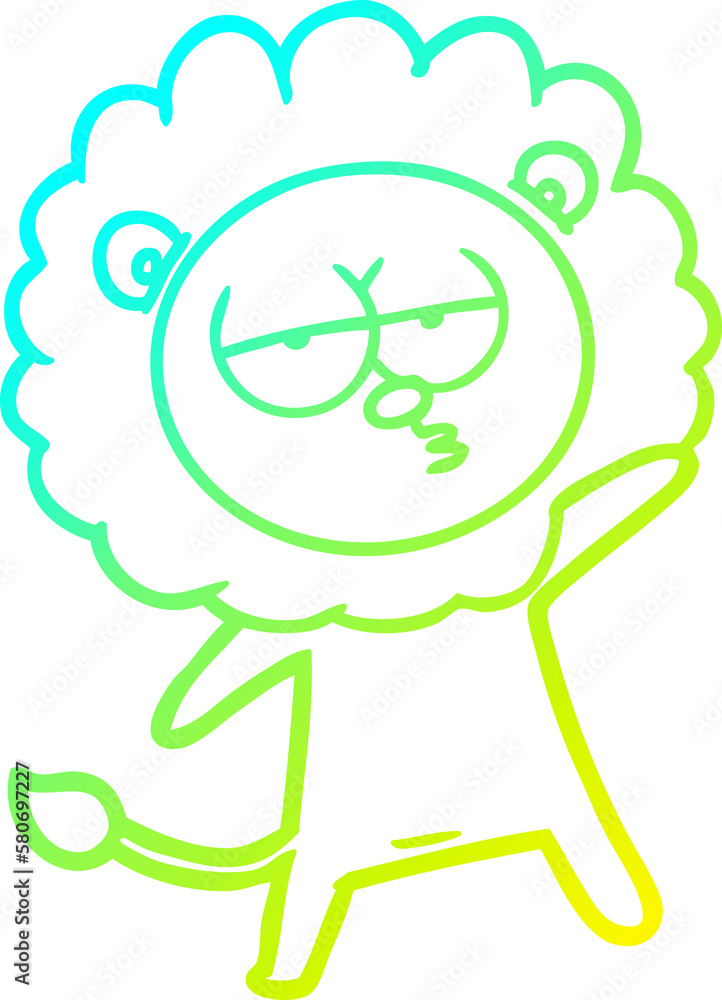 cold gradient line drawing cartoon tired lion cold gradient line drawing cartoon tired lion