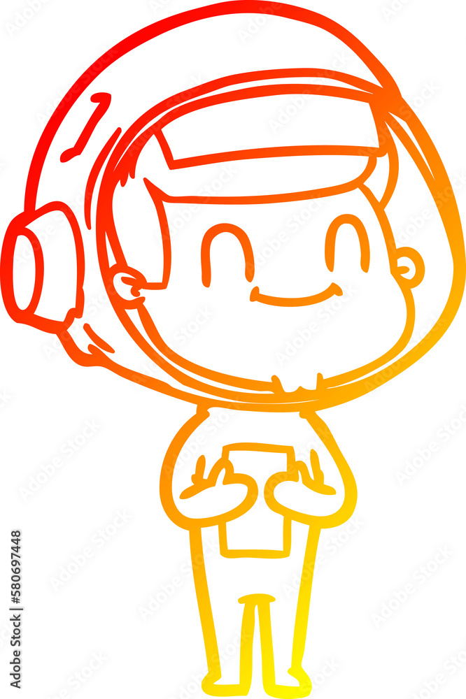 warm gradient line drawing happy cartoon astronaut man warm gradient line drawing happy cartoon astronaut man