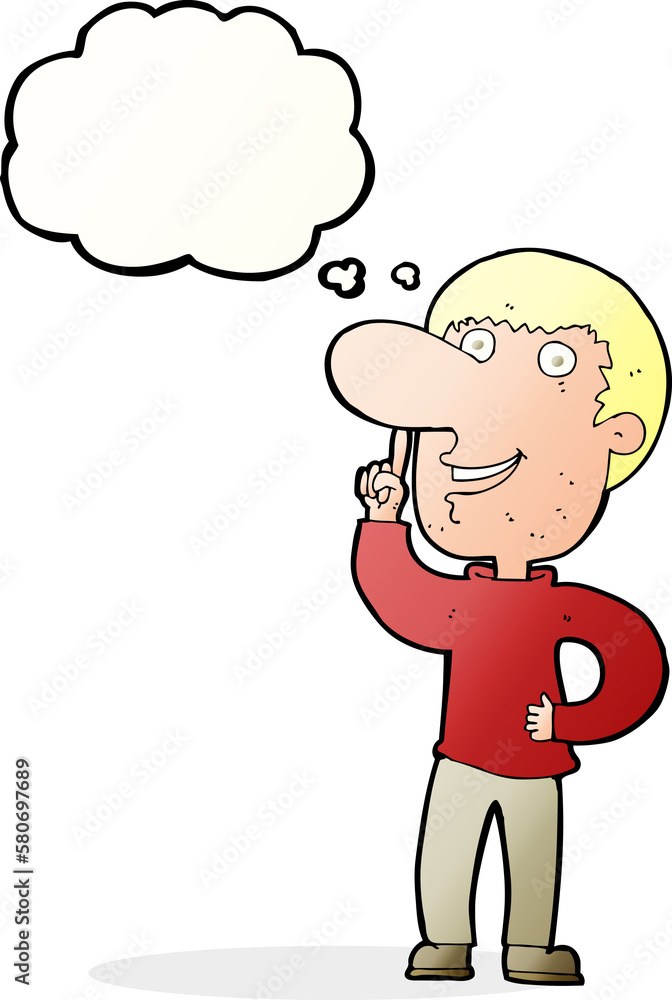 cartoon man with idea with thought bubble cartoon man with idea with thought bubble