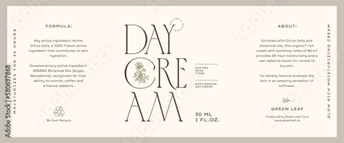 Abstract botanical vector cosmetics printable label design template for branding packaging design