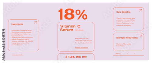 Abstract botanical vector cosmetics printable label design template for branding packaging design