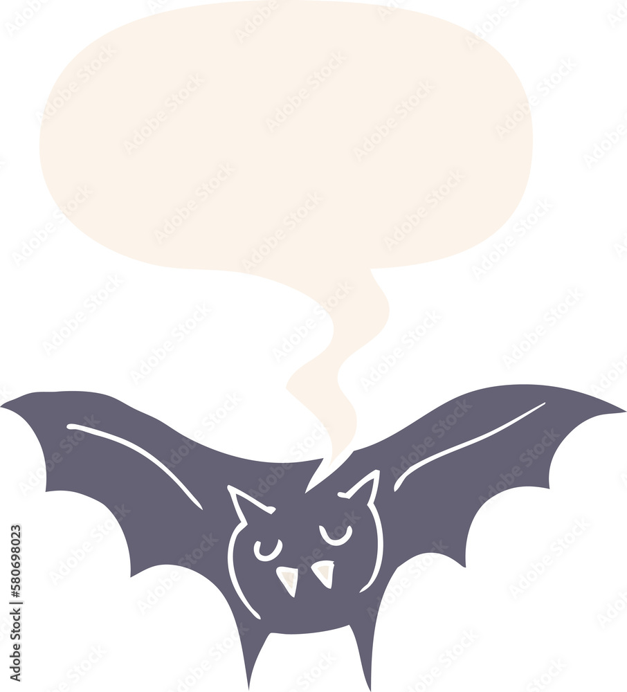 cartoon vampire bat and speech bubble in retro style cartoon vampire bat and speech bubble in retro style